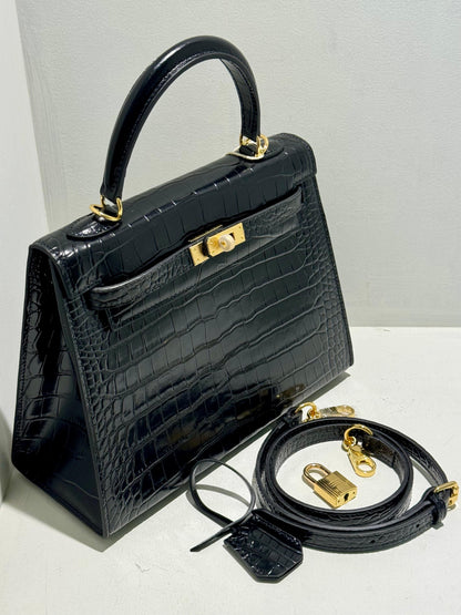 Kelly Inspired Embossed Leather Bag - 25cm