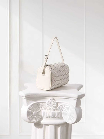 Pleated Leather Bag - White
