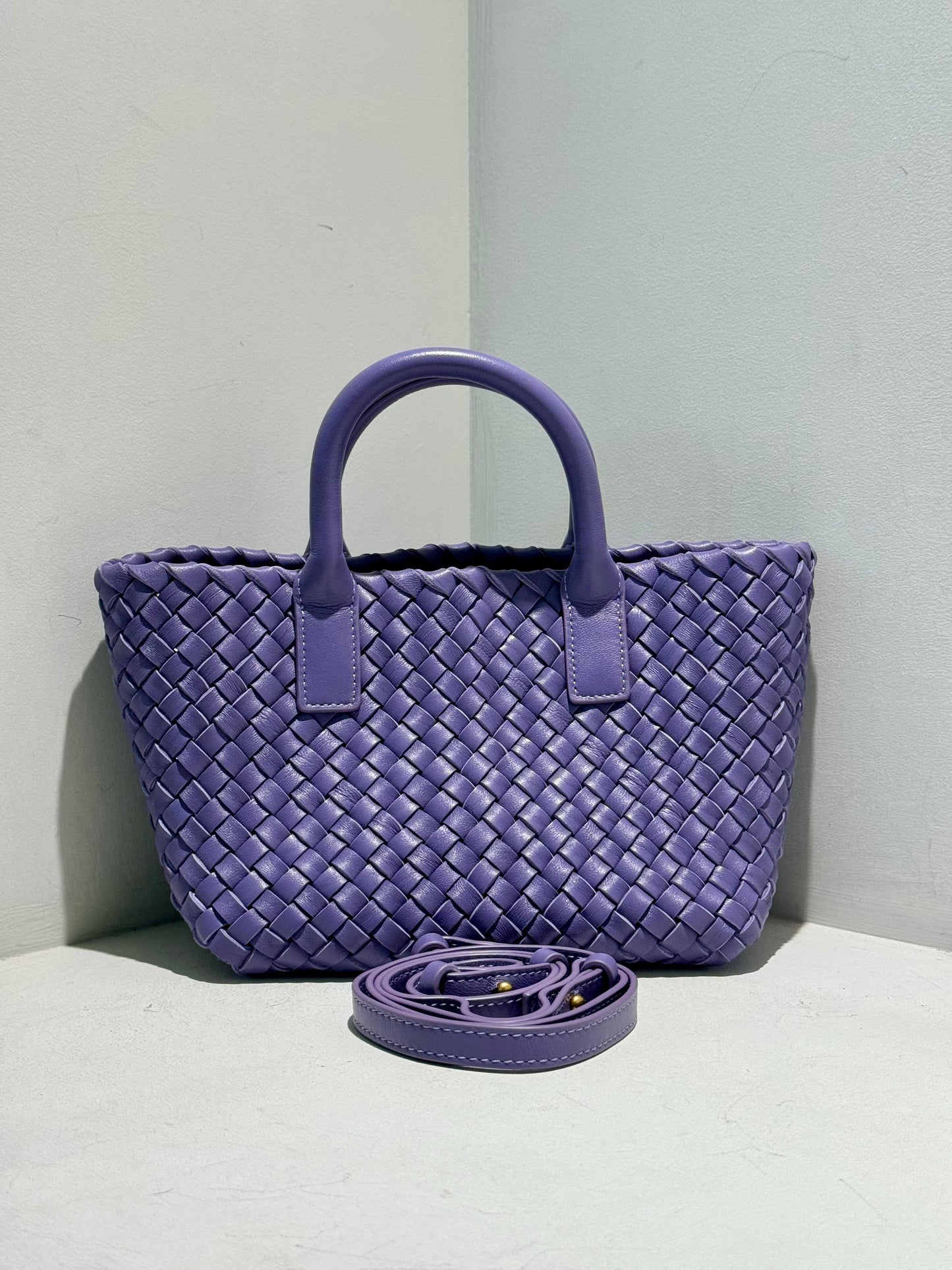 Double Side Pleated MIni Leather Tote