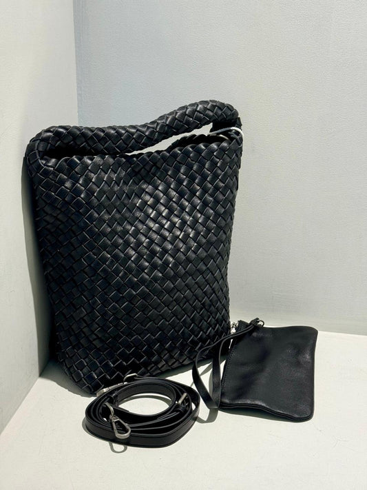 Double Side Pleated Leather Tote