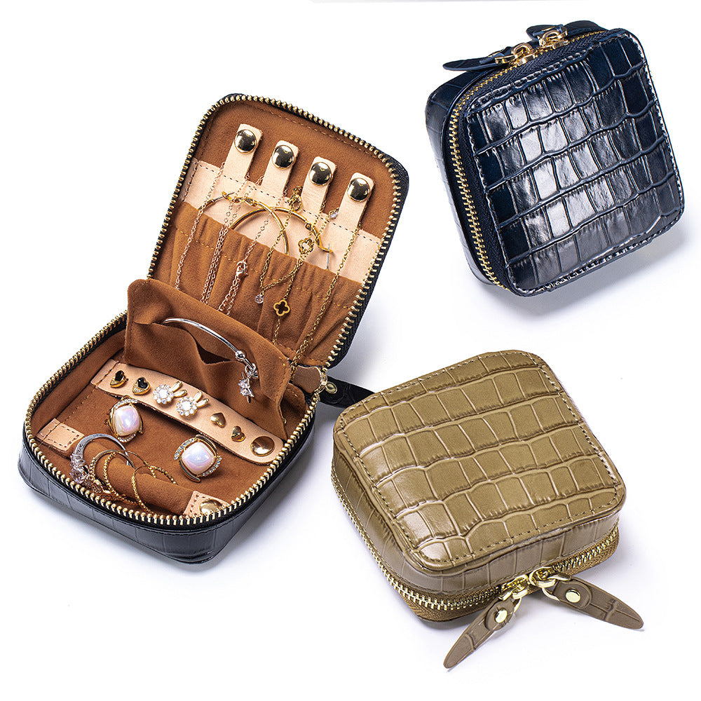 Zipped Leather Jewellery Case