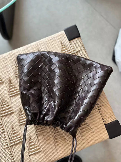 Pleated Brown Leather Bag