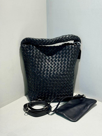 Double Side Pleated Leather Tote