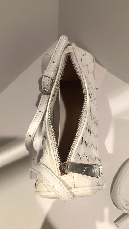 Pleated Leather Bag - White