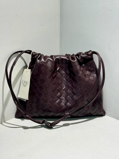 Pleated Brown Leather Bag