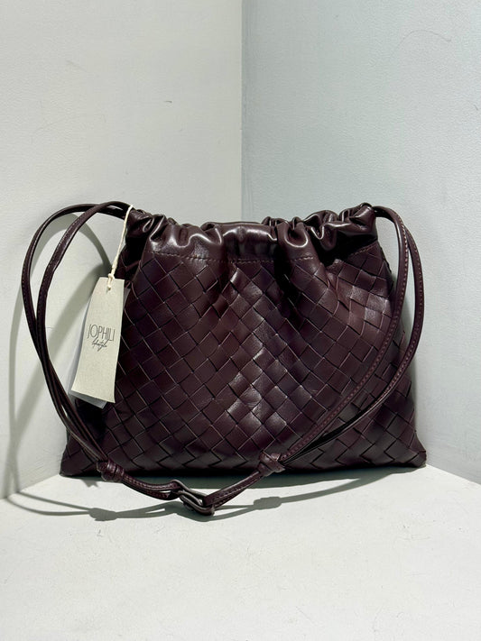 Pleated Brown Leather Bag