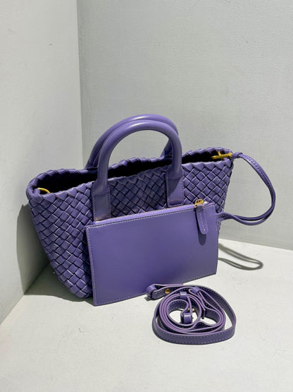 Double Side Pleated MIni Leather Tote