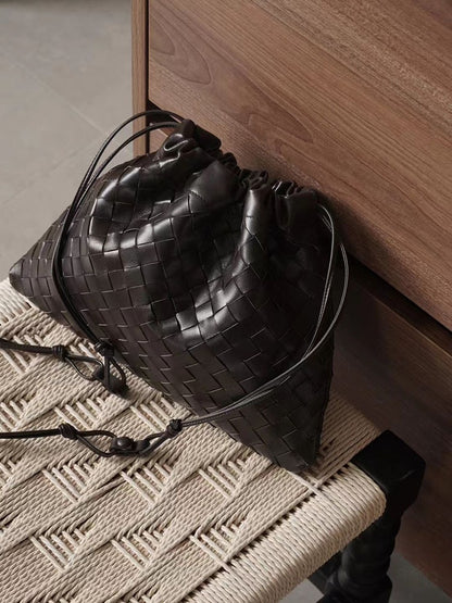 Pleated Brown Leather Bag