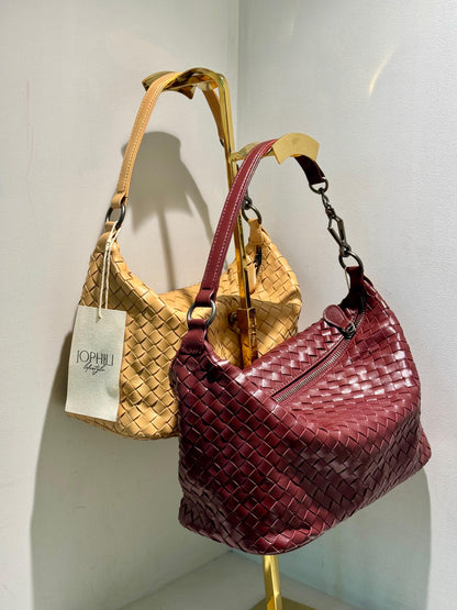 Handmade Pleated Leather Shoulder / Crossbody Bag (NEW COLOR)
