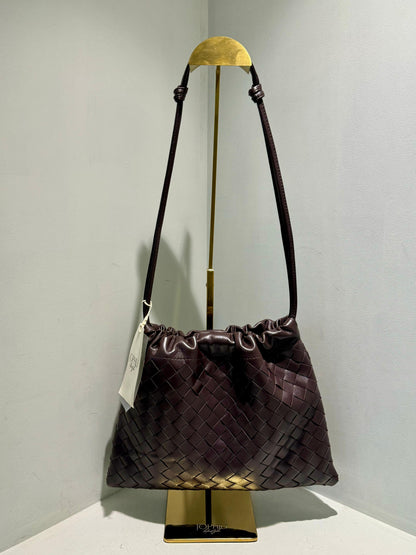 Pleated Brown Leather Bag
