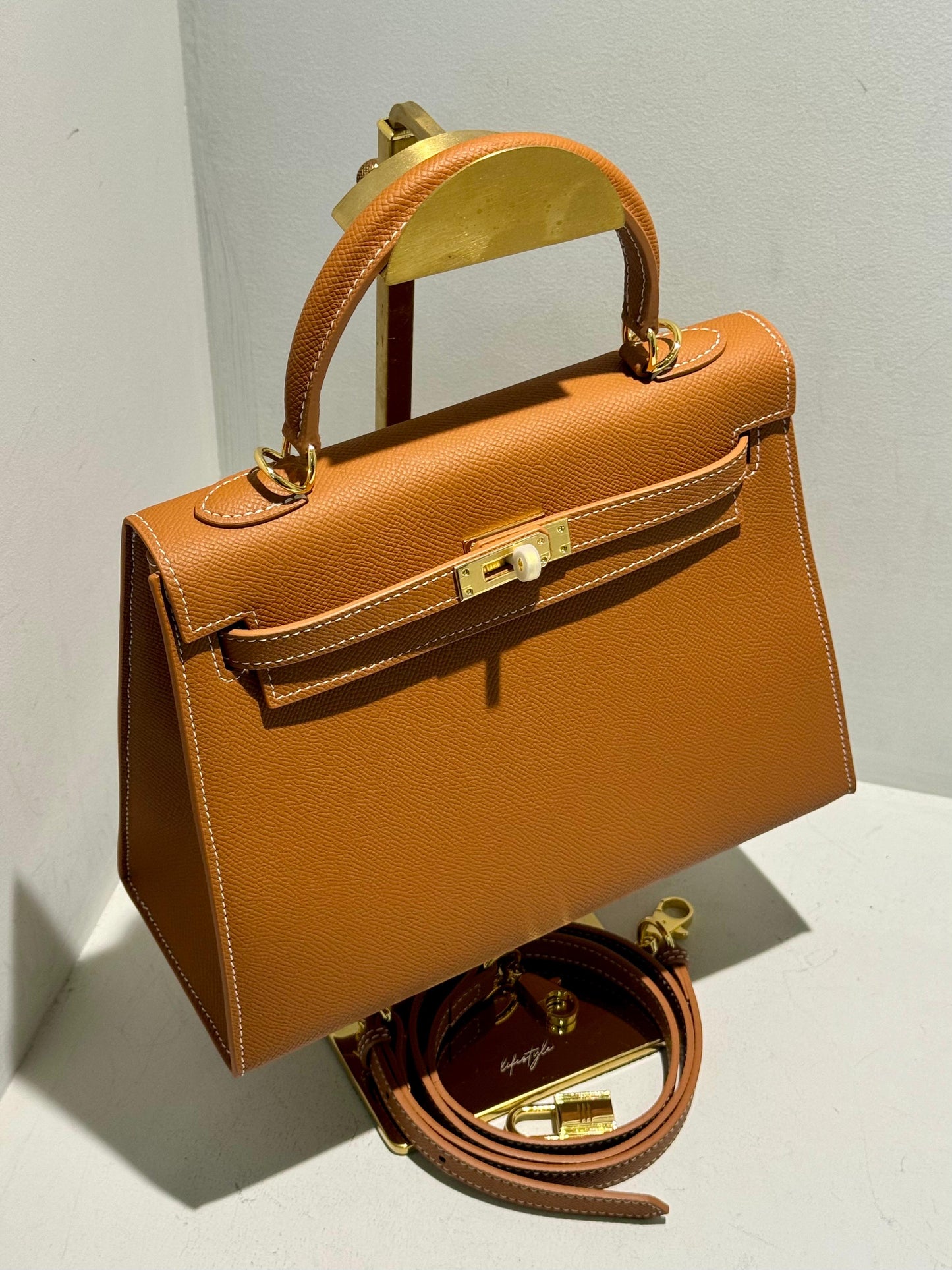 Kelly Inspired Embossed Leather Bag - 25cm