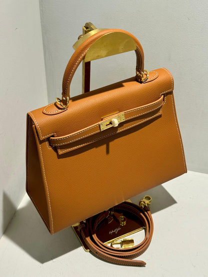 Kelly Inspired Embossed Leather Bag - 25cm
