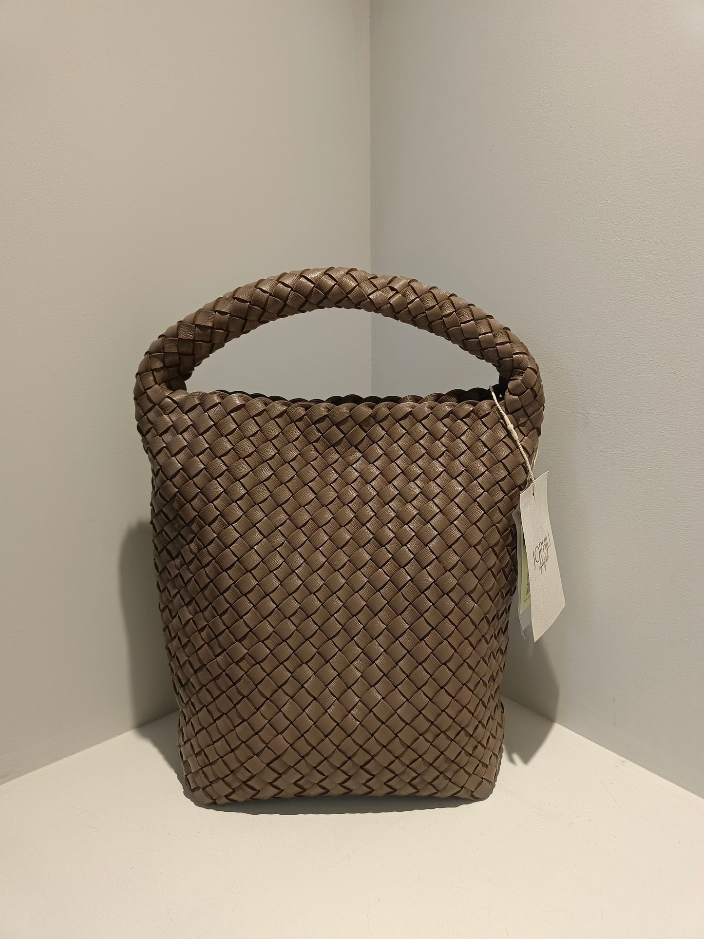 Double Side Pleated Leather Tote