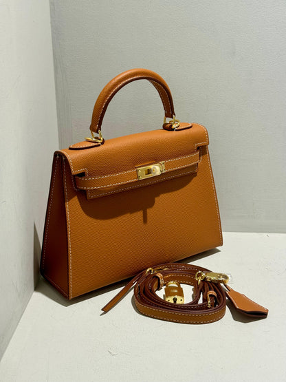 Embossed Leather Bag Kelly Inspired